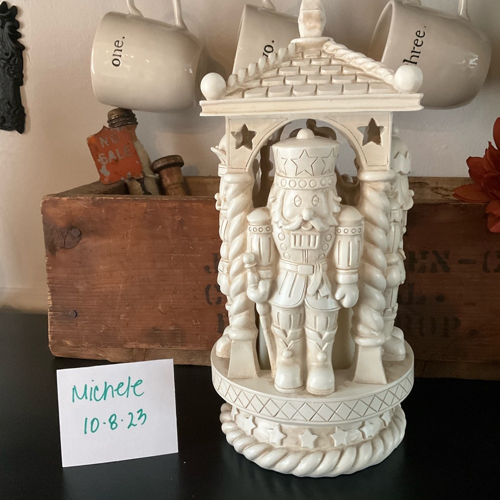 Elegant Cream Nutcracker Figurine light up